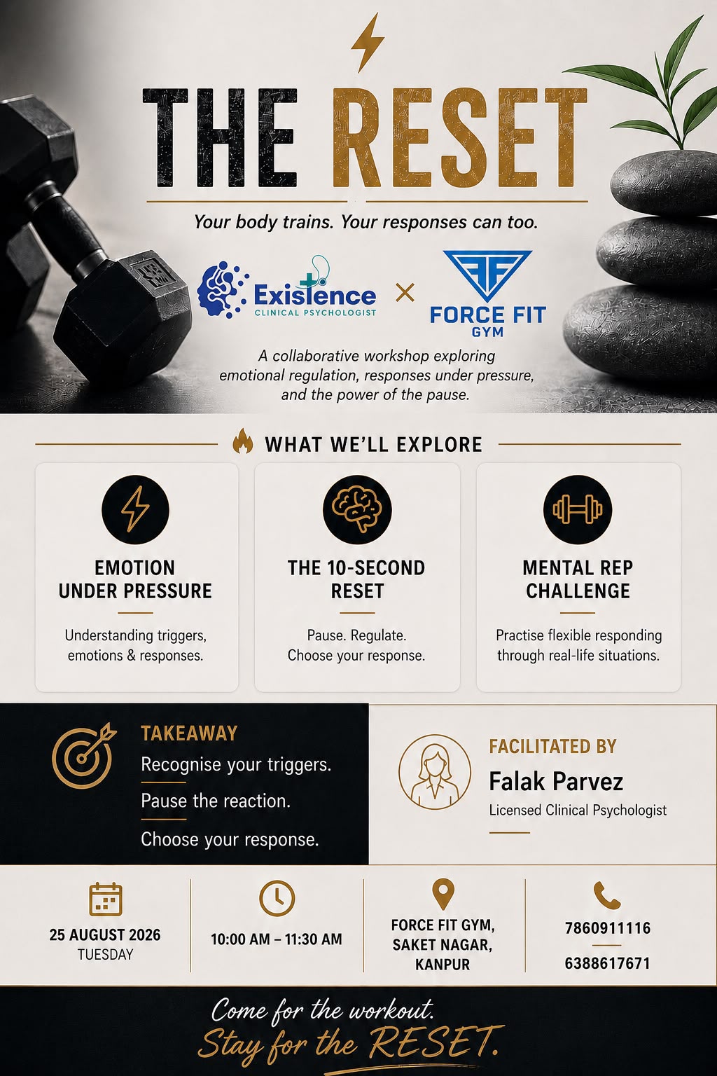 THE RESET — Your body trains. Your responses can too.
